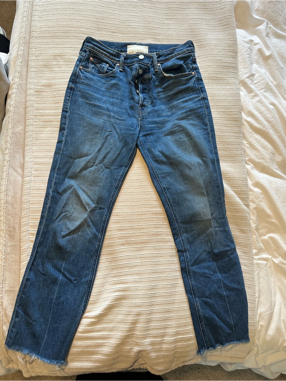 MOTHER Straight-Leg Jeans in Dark Blue Wash